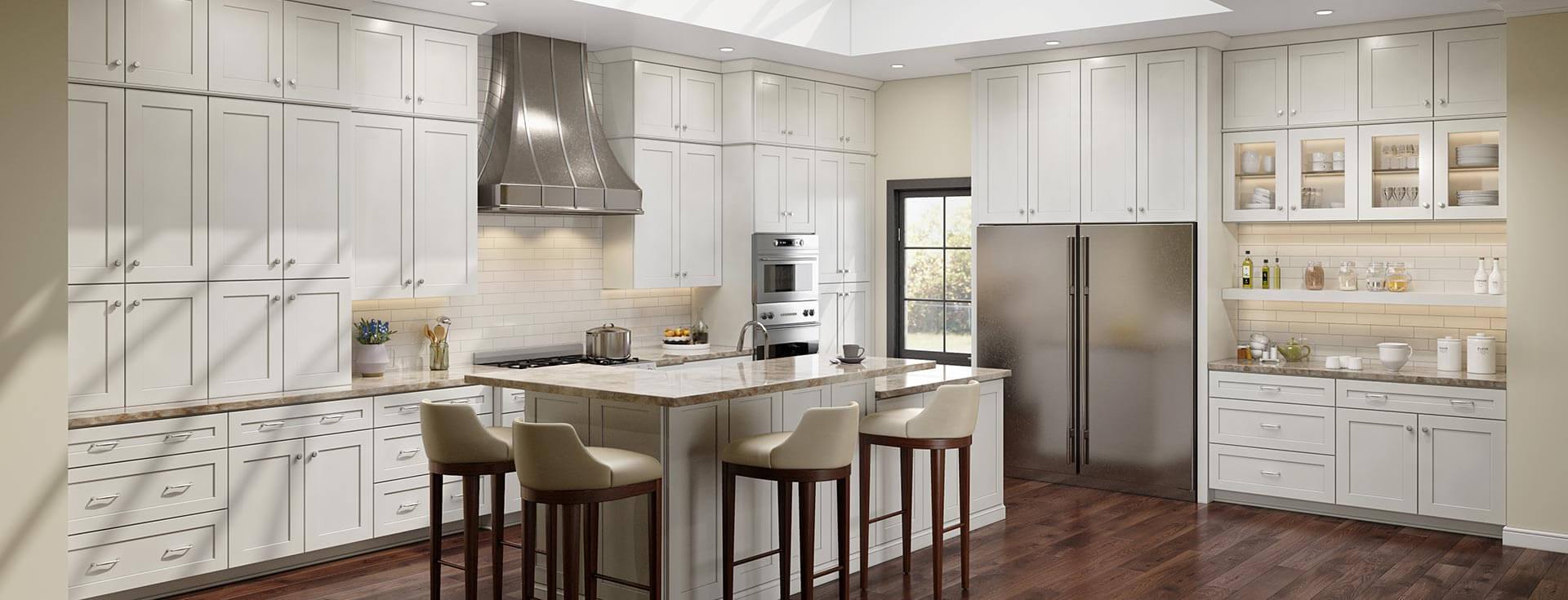 White painted kitchen cabinetry